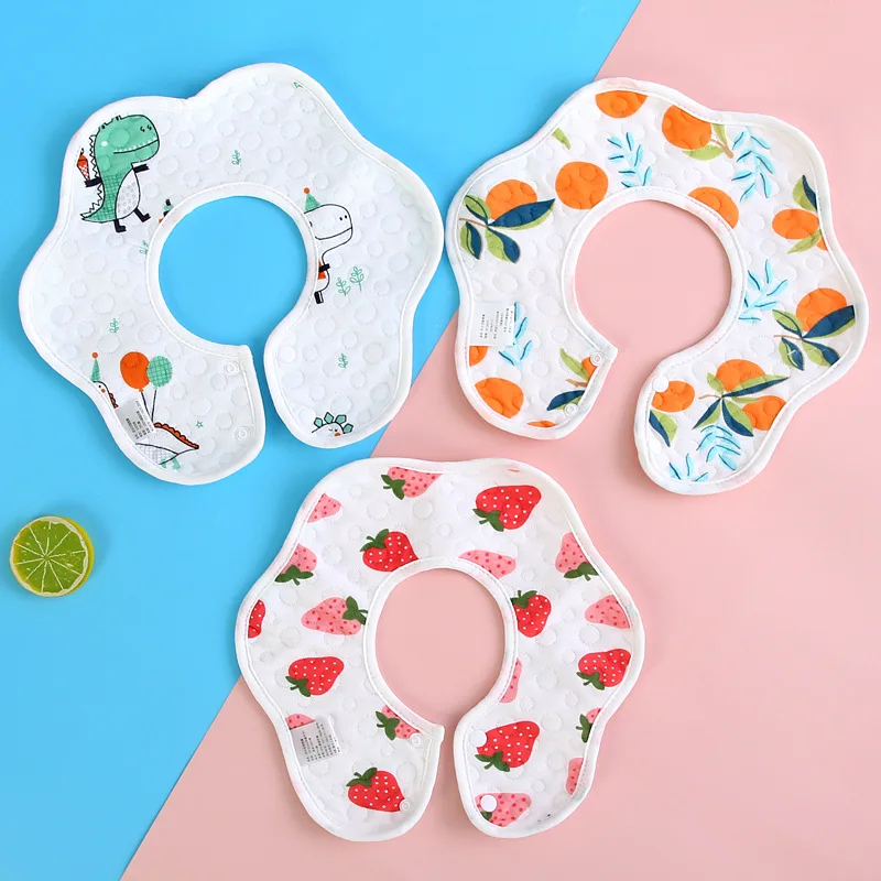 

360 Degree Rotation Waterproof Baby Bibs Cotton Bandanas Burp Cloths Cotton Stuff For Newborn Boy Girl Saliva Towels Feeding Bib