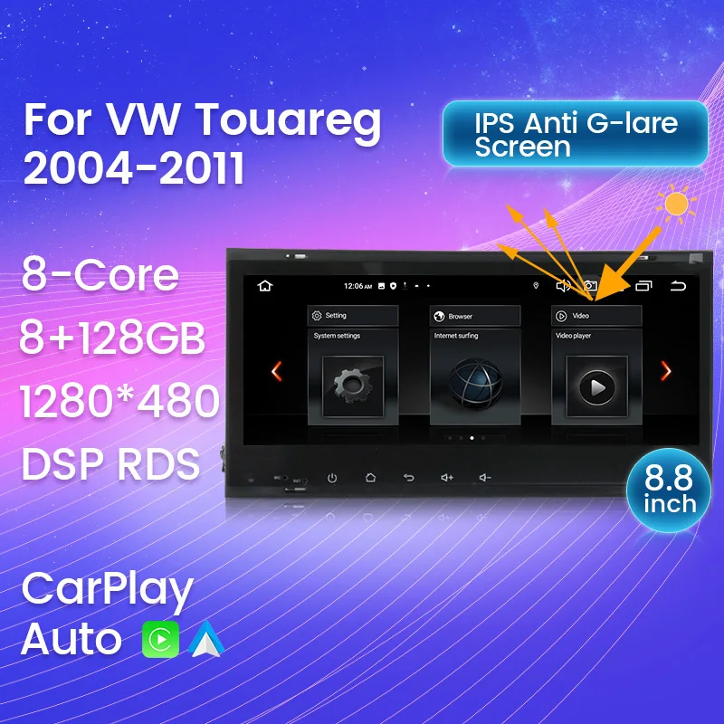 

Автомагнитола для Volkswagen VW Touareg Transporter T5 Multivan 2004-2011, мультимедийный плеер 8 + 128G Carplay + Auto DSP WIFI RDS