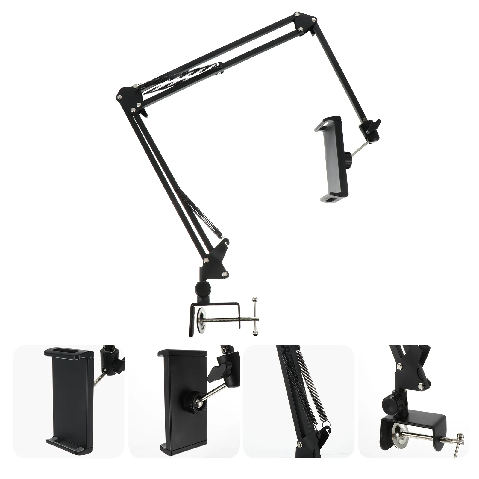 

1pc Phone Support Base Gooseneck Cellphone Mount Holder Folding Phone Rack (Black)