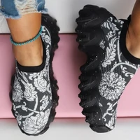 summer women flower print sneakers plus size platform vulcanized woman casual sport shoes female shoes ladies footwear