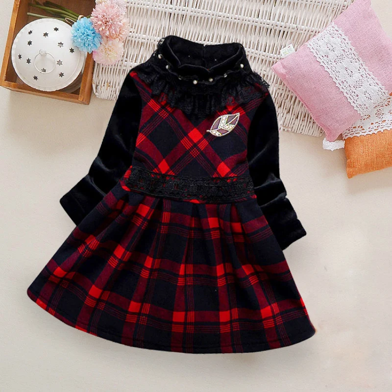 

Hibobi Color-block Plaid Dress for Toddler Girl Princess Dress Baby Skirt Autumn Winter