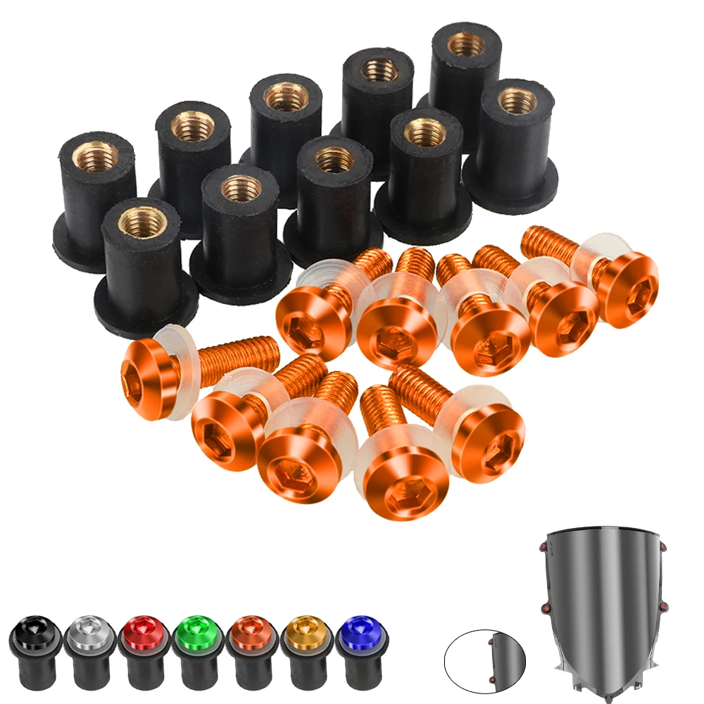 

10 Pieces 5MM Motorcycle Windshield Bolt Windscreen Mounting Screw Kit For 690 SMR 690SMR 690 SMC / R 2014 2015 2016