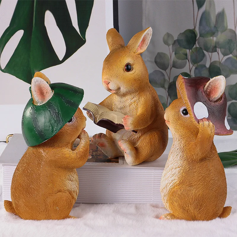 

Easter Decorations for Home Cute Rabbit Figurines Miniature Tabletop Ornaments Fairy Garden Thanksgiving