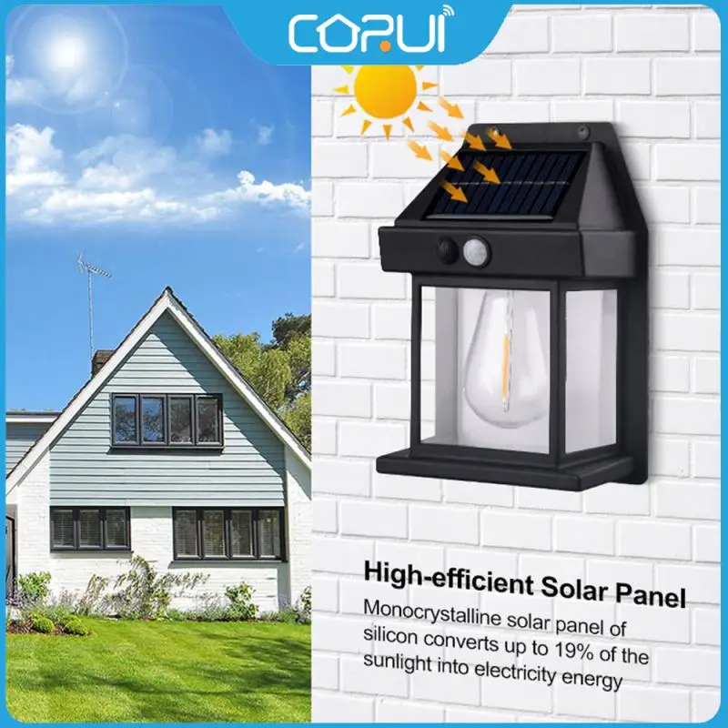 

CORUI LED Solar Porch Lights Outdoor Solar Induction Wall Lamp Waterproof Solar Bulb Lights With Motion Sensor For Garden