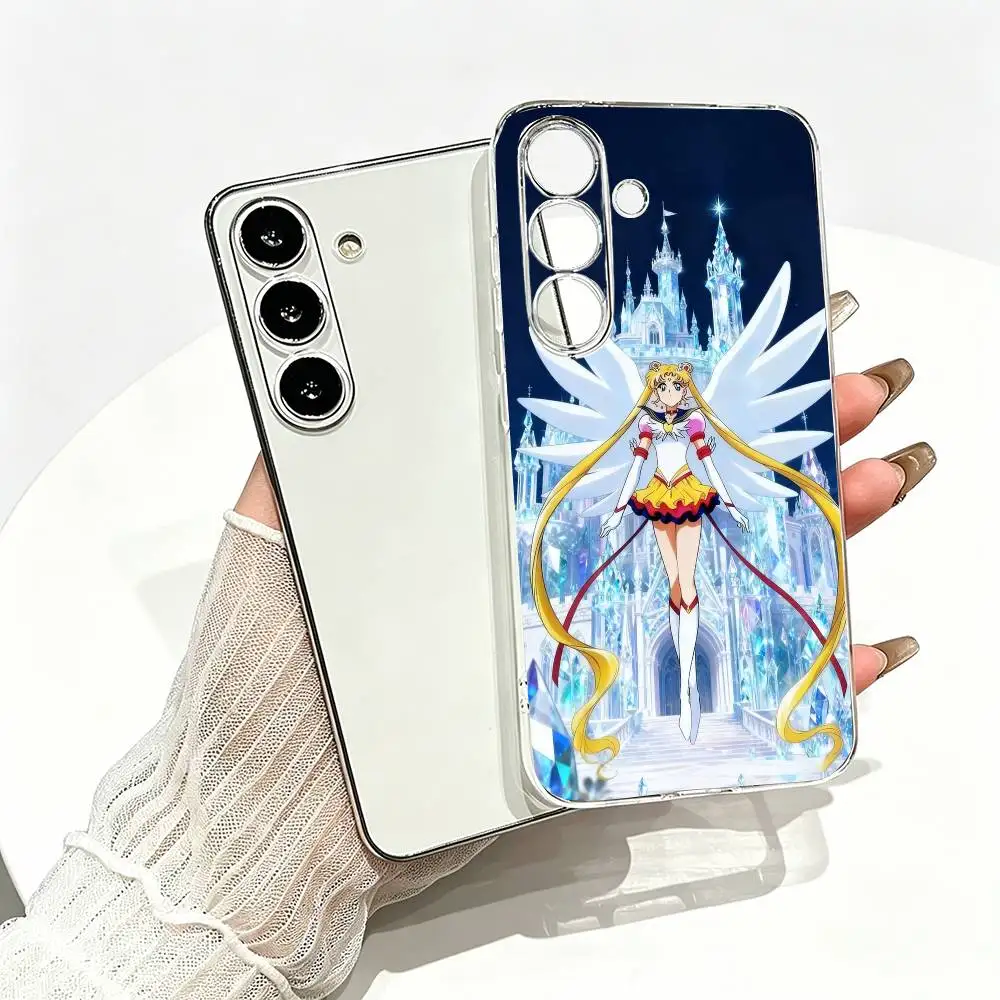 Фото Чехол для телефона с изображением аниме персонажей Sailor Moon (Сейлор Мун) и Usagi Tsukino, прозрачный, силиконовый, мягкий, для Samsung A10, 12, 20, 21S, 30, 31, 40, 50, 51, 52, 70, 71 №4