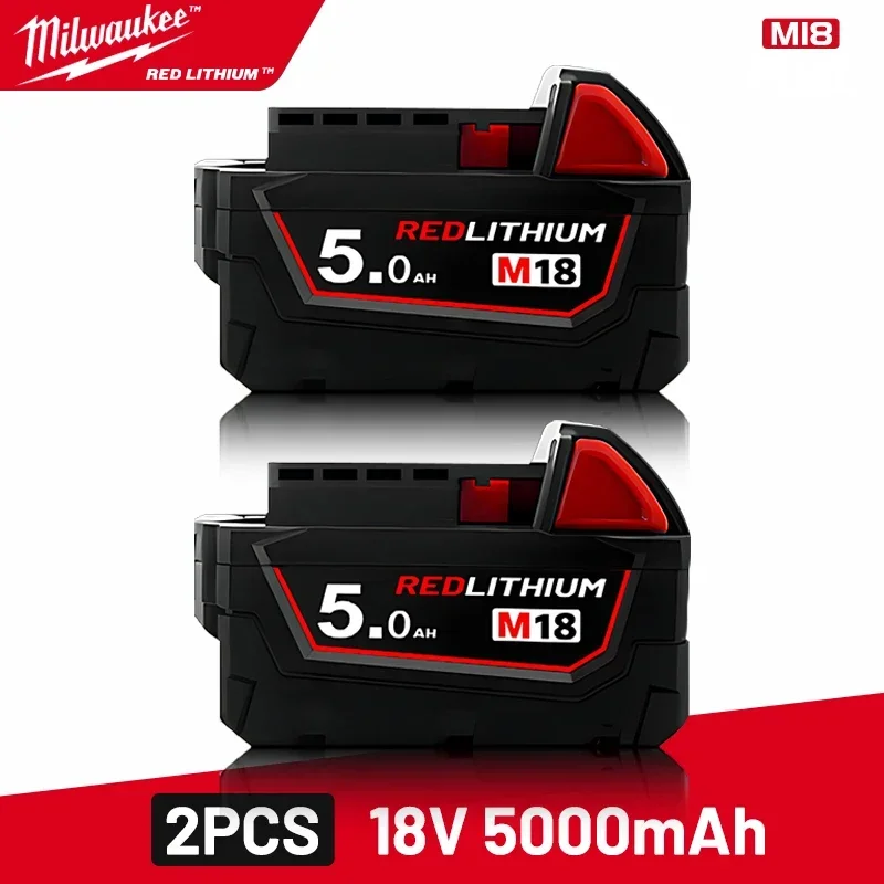 Фото Оригинальный аккумулятор Milwaukee, M18B5 5AH, 6AH 3AH 8AH 12AH, зарядное устройство M12-18FC, Milwaukee M18 18V 4811-1850 1815, литиевая батарея для инструментов №2