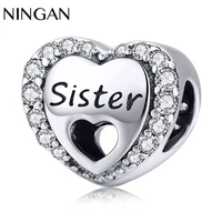 ningan 925 sterling silver love heart charm for bracelet fine jewelry charms with zircon diy sister birthday gift