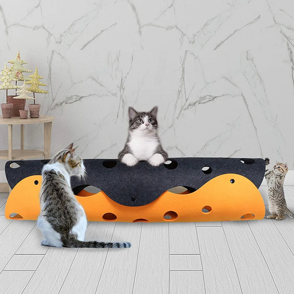 

2023 Foldable Cat Tunnel Pet Soft Comfy Felt Mat Kitten Cats Interactive Toy DIY Game Tunnels Rabbits Puppies Ferrets Tunnels