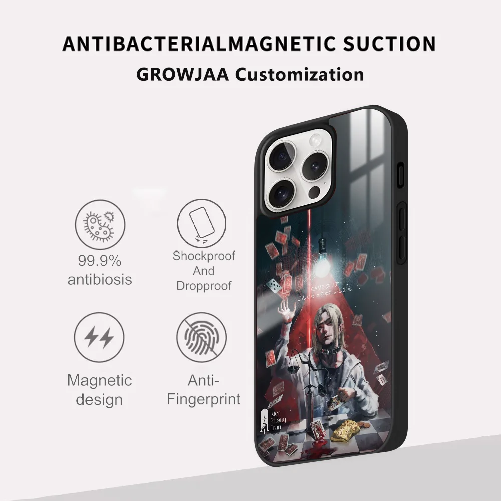 A-Alice in B-Borderland Phone Case For iPhone 16 15 14 13 12 11 Pro Max Plus Mini Magsafe Mirror Wireless Magnetic Cover