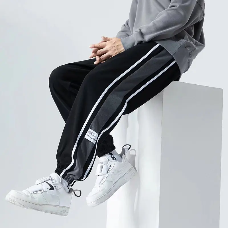 

Side Striped Casual Pants Men Oversized Baggy Wide Leg Trousers Elastic Waist Streetwear Joggers Fashion Harajuku Men Pants 5XL