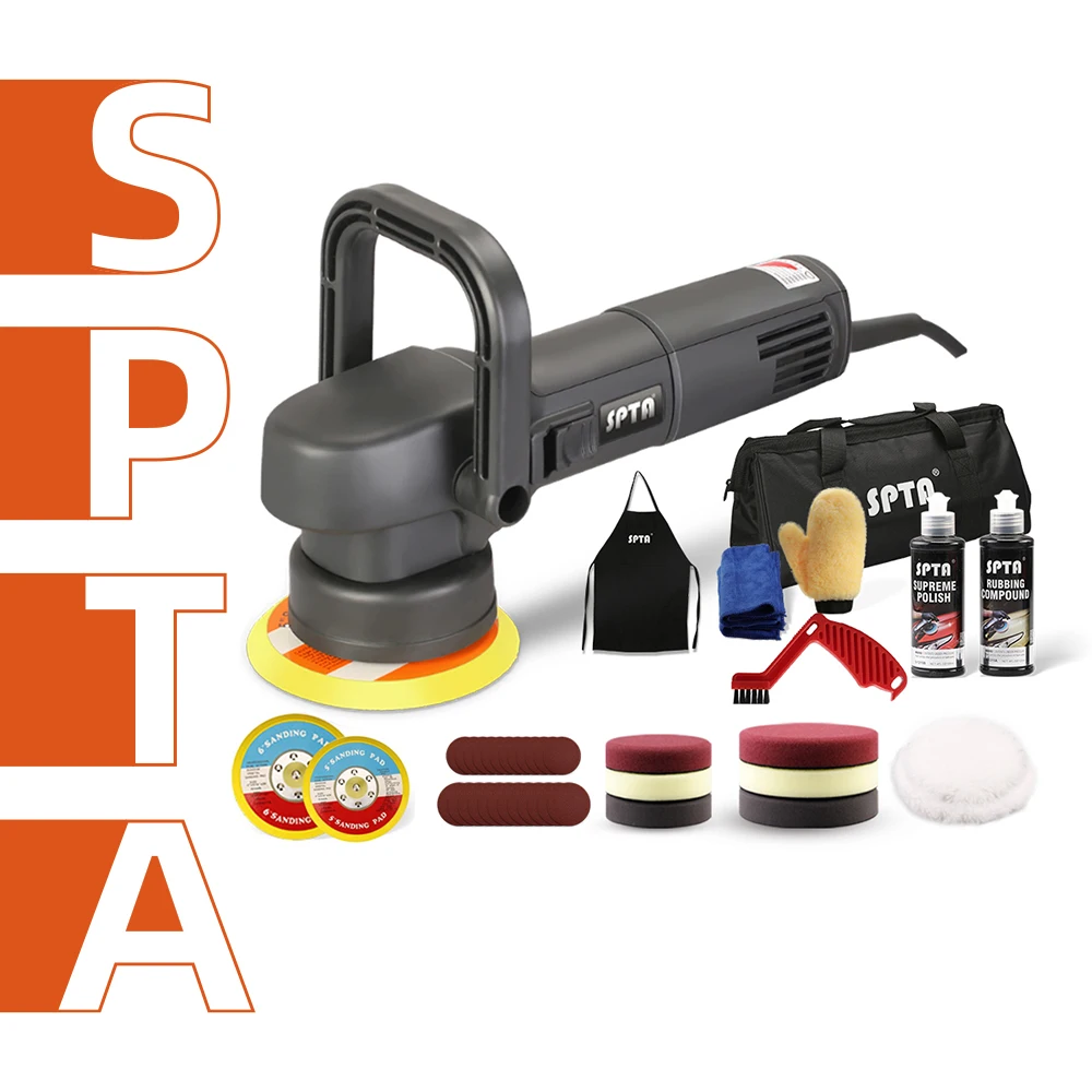 SPTA 5inch Dual Action Polisher 8mm Random Orbit Professional Polishing Machine 780W Electric Buffing Polisher Car Beauty Tools