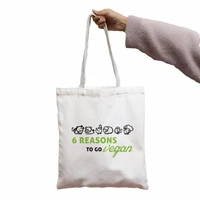 bag 6 reasons to go vegan funny shopping bag print cool women shopper bag white women fashion shopper shoulder bags tote bag