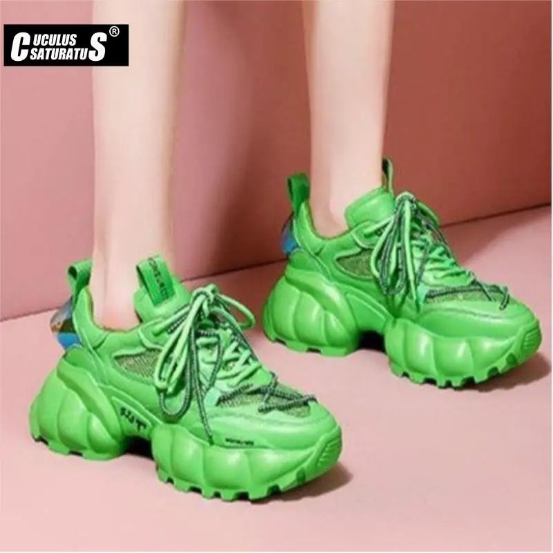 Женские массивные кроссовки Женская сетчатая модель для бега Вулканизированная