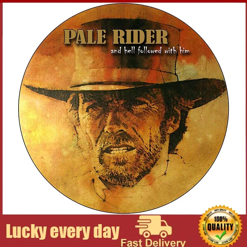 

Brotherhood Vintage Gas Sign Reproduction Vintage Metal Signs Round Metal Tin Sign for Garage and Home Diameter Pale Rider Clint