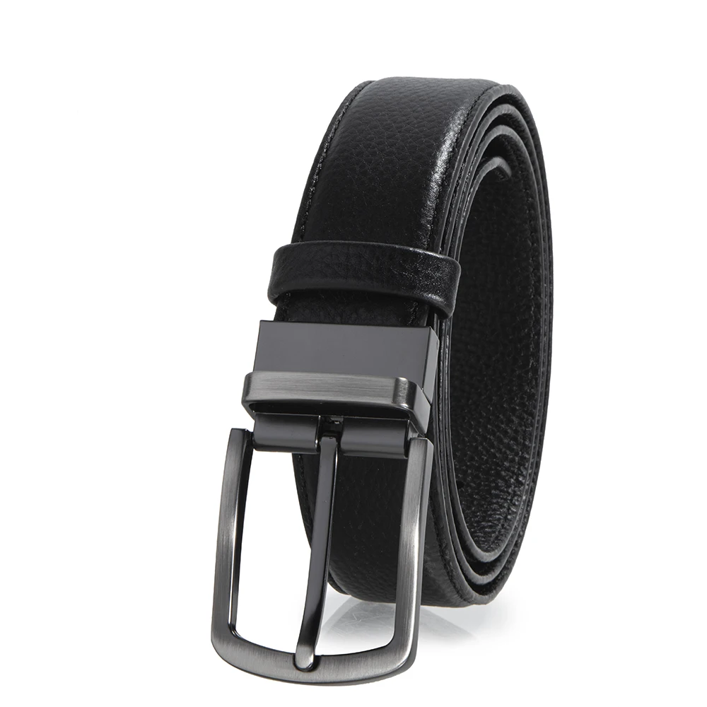 Casual Belt for Men with Single Prong Buckle for Jeans Khakis Genuine Leather Male Strap
