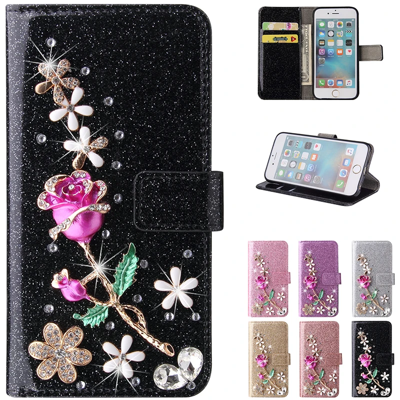 

Wallet Leather Case For IPhone 14 11 Pro 12 13 MINI X XR XS Max 6 6s 7 8 Plus SE 2022 2020 Flip Flash Diamond Luxury Case