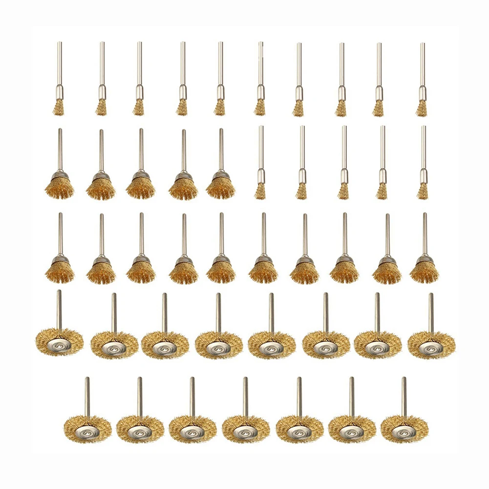

45Pcs/Set Copper Wire Wheel Brush 5/15/25mm Rotary Tool For Rust Removal Polishing Metal Grinding Dusting Deburring Hand Tool