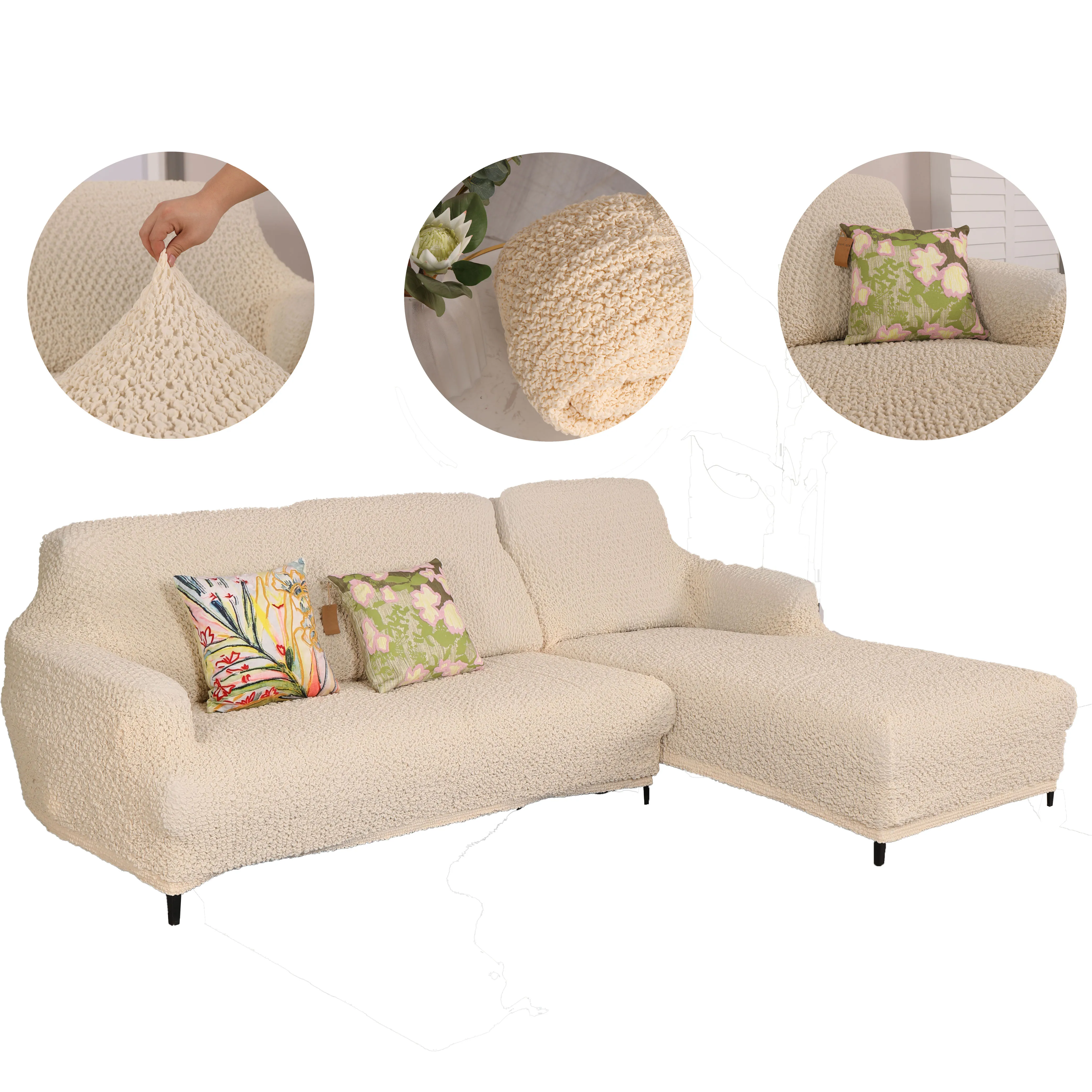 

Furniture Protective Slipcovers Stretch Quilted Corner Sofa Bed Cover 7 Seater L Shape Sofa Cover