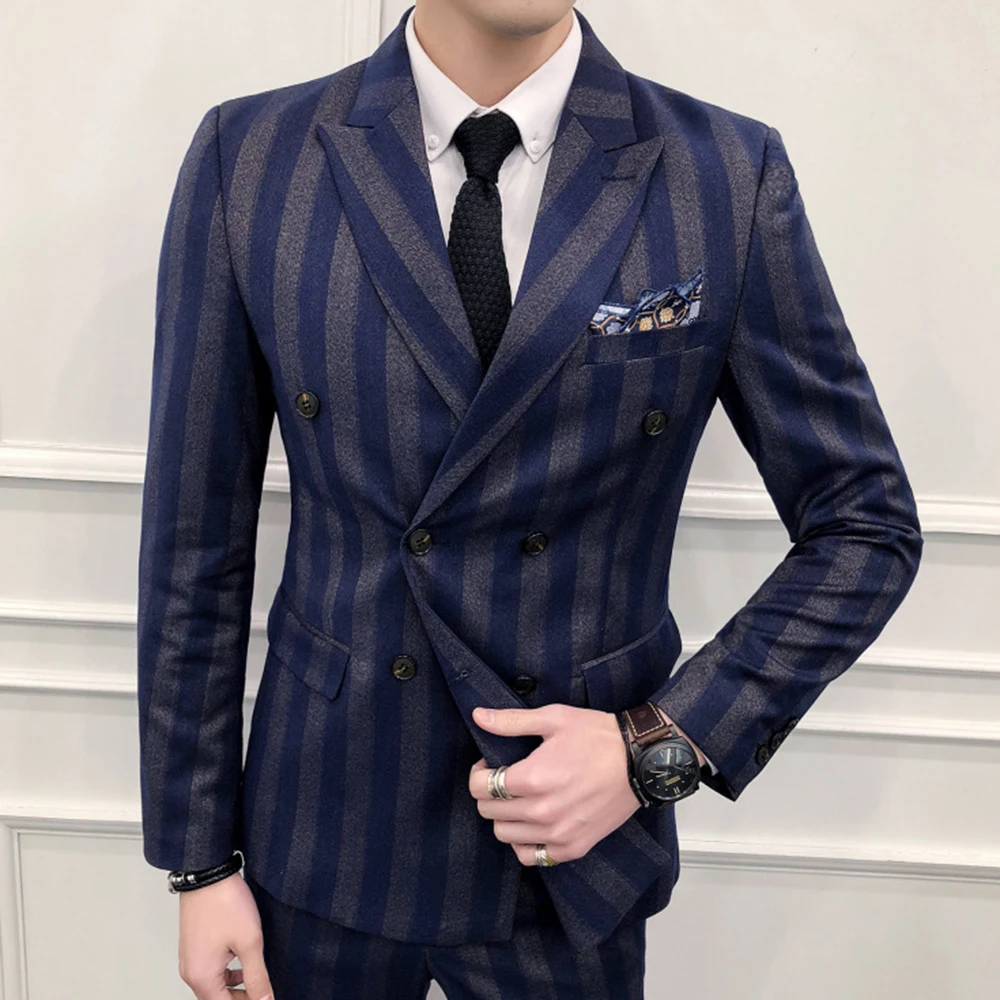 

Мужской костюм 2022 свадебные костюмы для мужчин 3 предмета приталенный костюм Мужская темно-синяя куртка брикет для мужчин свадьба
