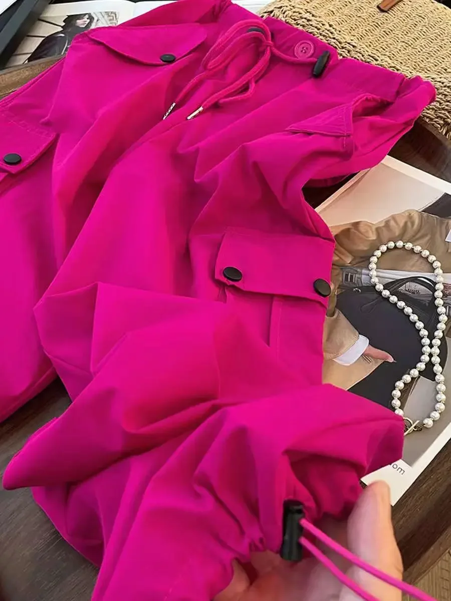 Брюки-карго высокого качества женские осенние свободные прямые брюки цвета