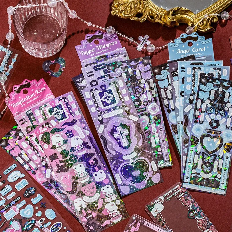 

8pcs Kawaii Rabbit Love Heart Photocard Stickers Kpop Decorative Album Material Diy Notebook Jourmal Sticker School Stationery