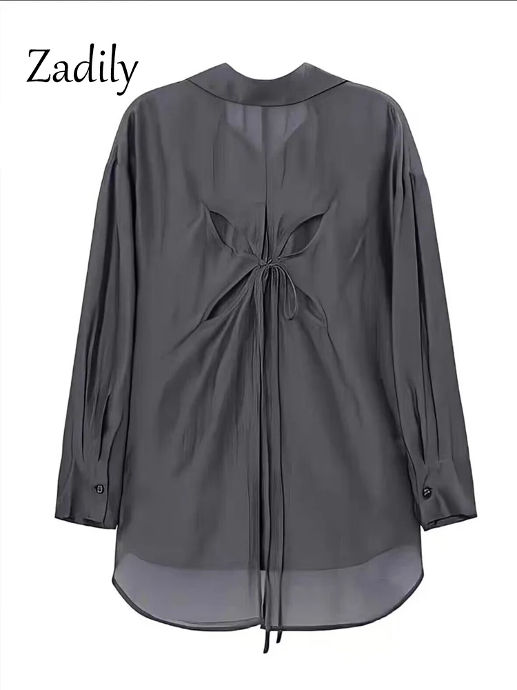 Женская прозрачная шифоновая блузка с длинным рукавом свободная пляжная