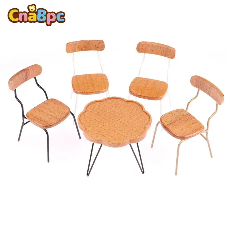 

1 комплект 1:12 миниатюрный обеденный стол, стул, журнальный столик, боковой столик, спинка, стул, мебель, модель «сделай сам», декор для кукольного дома