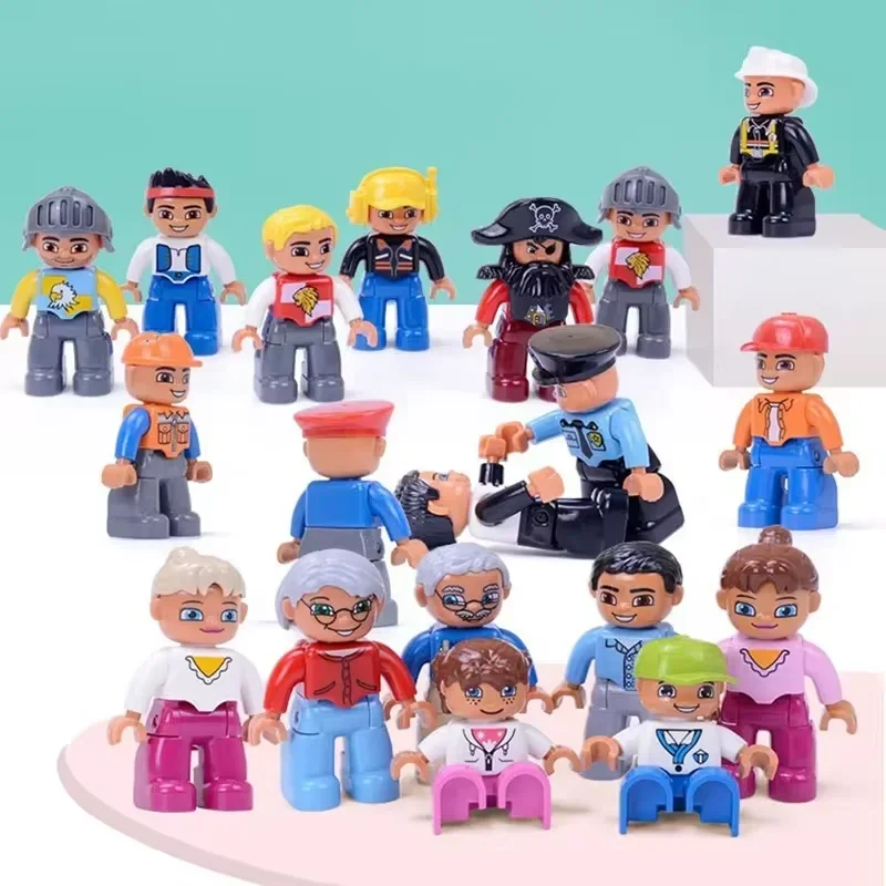 Фото Big Size Action Figures Doll Police Princess Family Member Building Block Accessory Occupation Toys Assembly Children Kids Gift №2