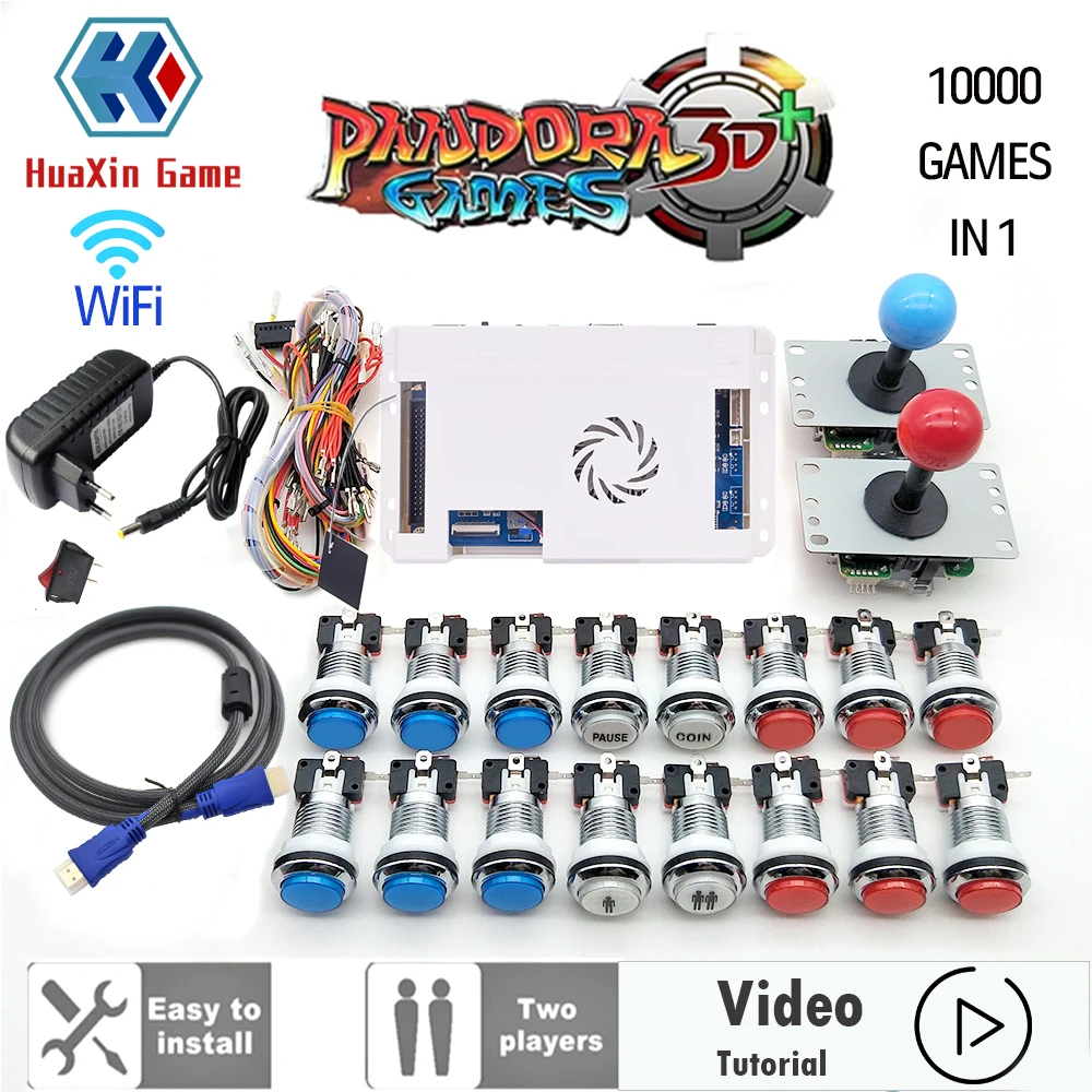 Mame Pandora Box 3d 10000 In 1 WiFi Add Games Led Cable Arcade Button Illuminated 5 Pin 8 Way Pandora Arcade Joystick Kit Arcade