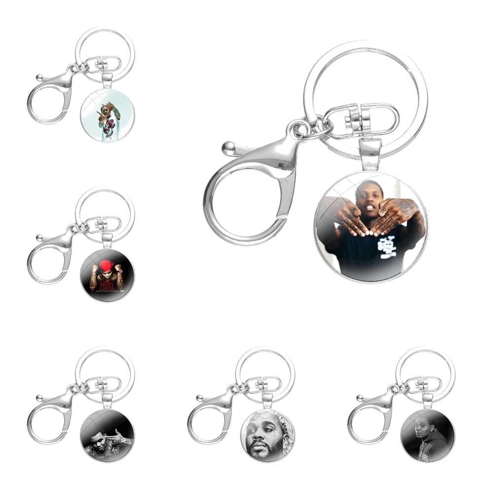 

Keychain Handmade Glass Cabochon Key Ring Holder Pendant Key Chains Lil Wayne Kevin Gates