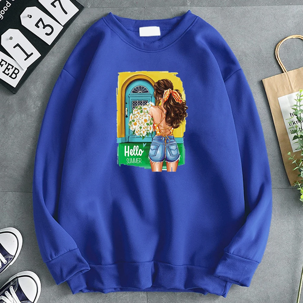 

Толстовка с капюшоном с принтом Hello Summer для красивой девушки, уличная одежда, мужская модная Толстовка Оверсайз, Мужская винтажная одежда в стиле Харадзюку с круглым вырезом