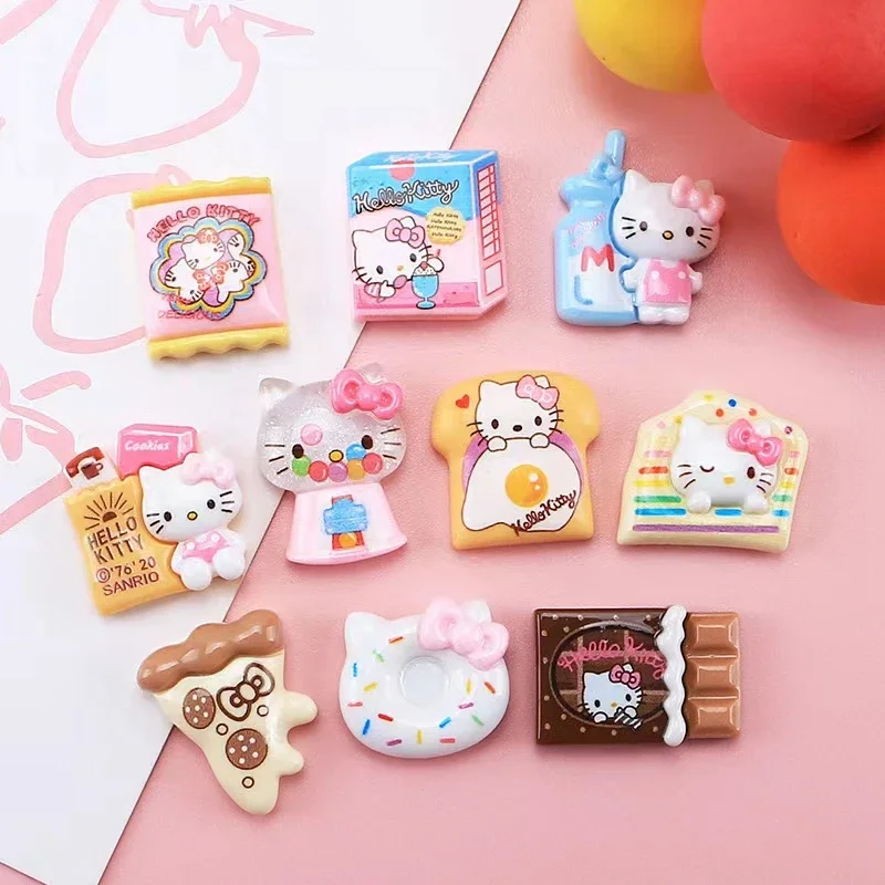 10 шт. резиновые Мультяшные пищевые котенки с плоским основанием каменные фигурки