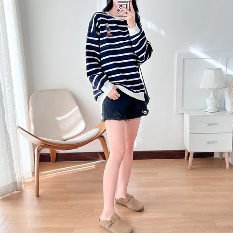 Полосатая одежда для беременных, толстовка для кормления, весенне-осенний удобный топ для кормления грудью для беременных женщин