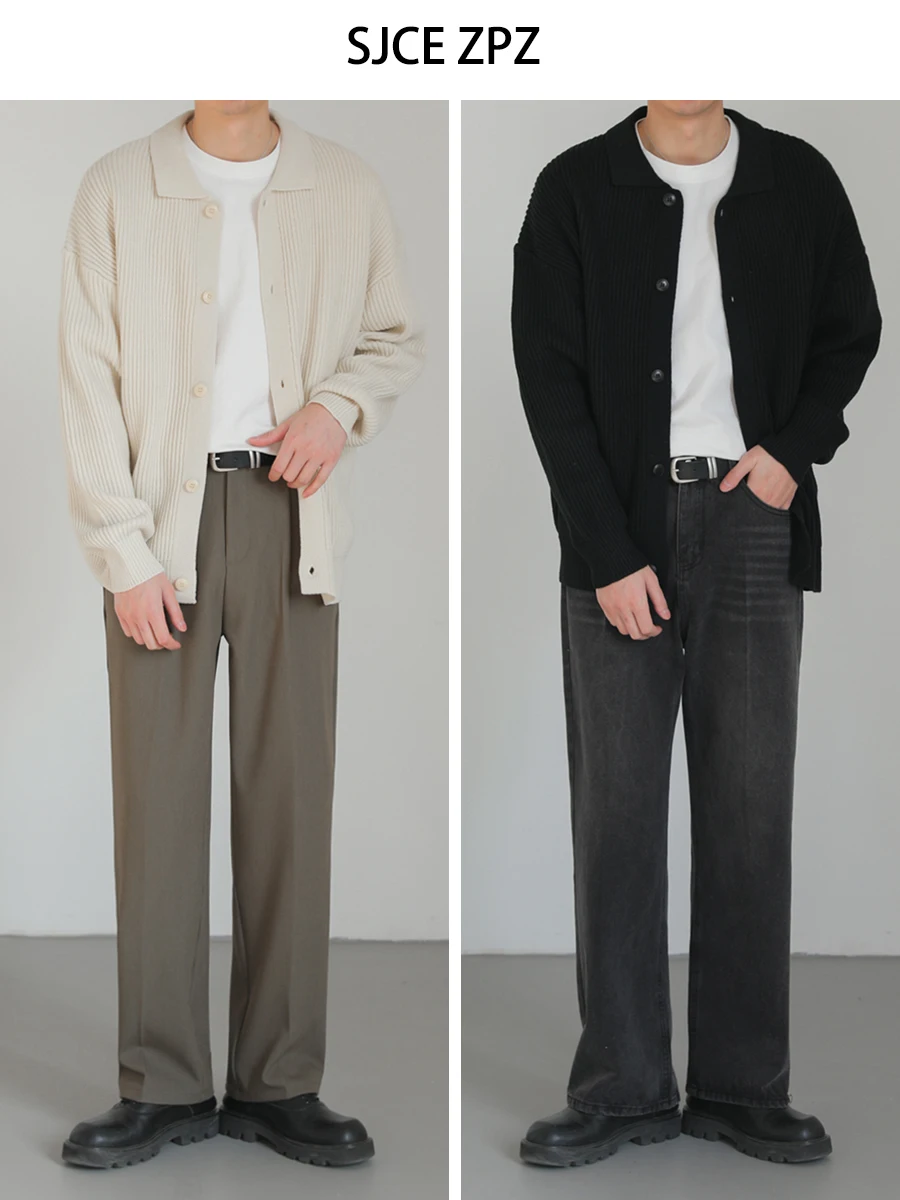 ZPZ осень-зима Корейская серия свободный воротник длинный рукав вязаный мужской