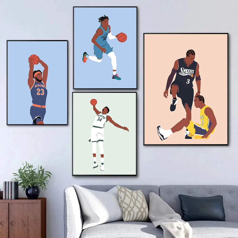 Современный знаменитый баскетболист минималистичный мультяшный иллюстрация