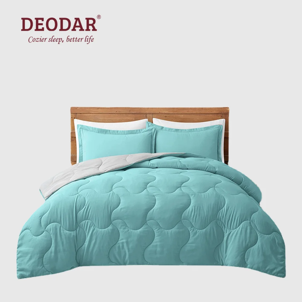 DEODAR 3pcs Basic King/queen Bedding Set Skin Friendly Reversible Down Alternative Comforter Set Suitable for All Seasons