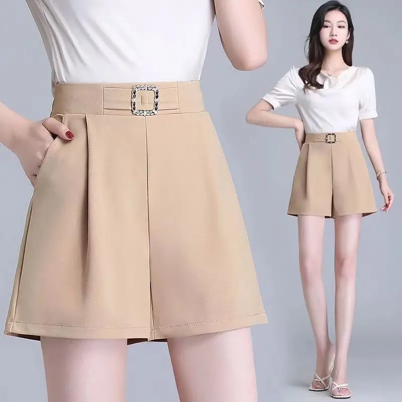 Свободные короткие брюки Женский широкий мешковатый офисный костюм для работы с