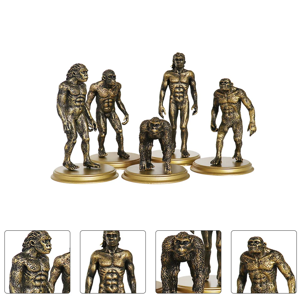 

5pcs Human Evolution Funny Primitive Model Creative Children (Dark Gold)