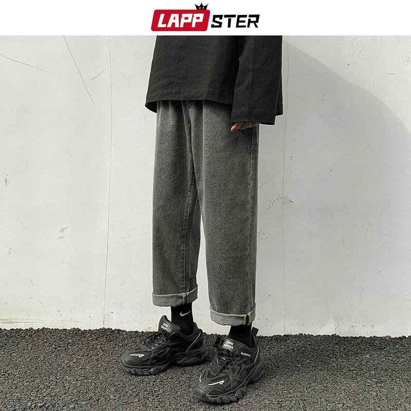 

LAPPSTER Black Y2k Streetwear Baggy Jeans 2022 Straight Denim Pants Low Rise Blue Casual Korean Fashions Stacked Jeans Vintage