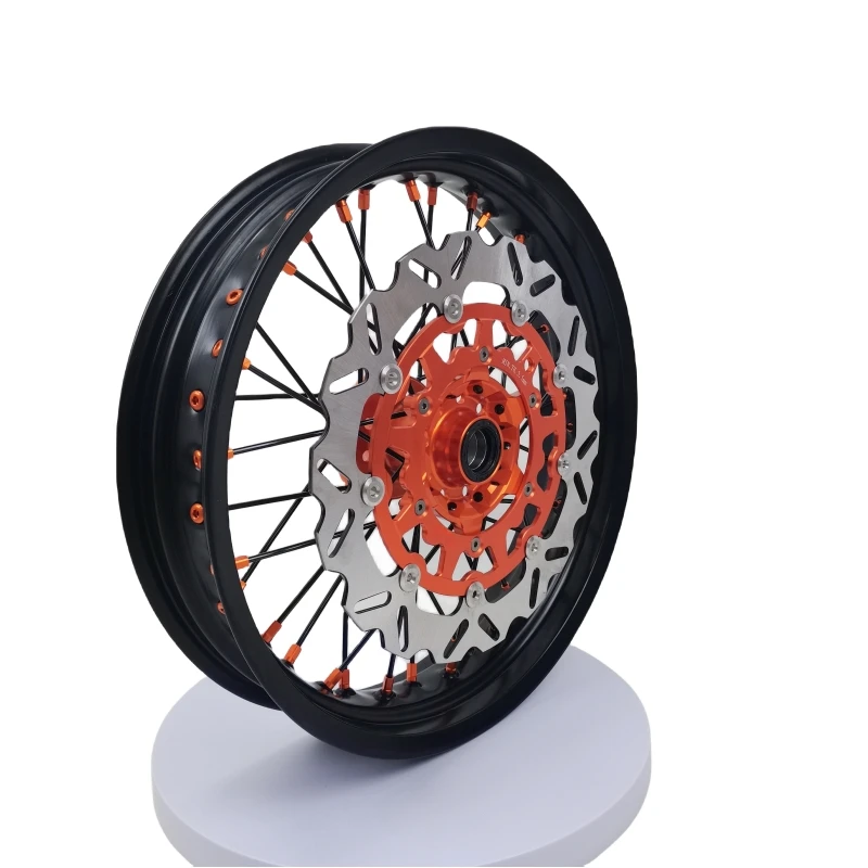 Новинка! Комплектные колеса Supermoto 17'' с оранжевой ступицей для EXC SXF 125-450 2003-2024 (art.: 3920dcabe1d09) - 3920dcabe1d09