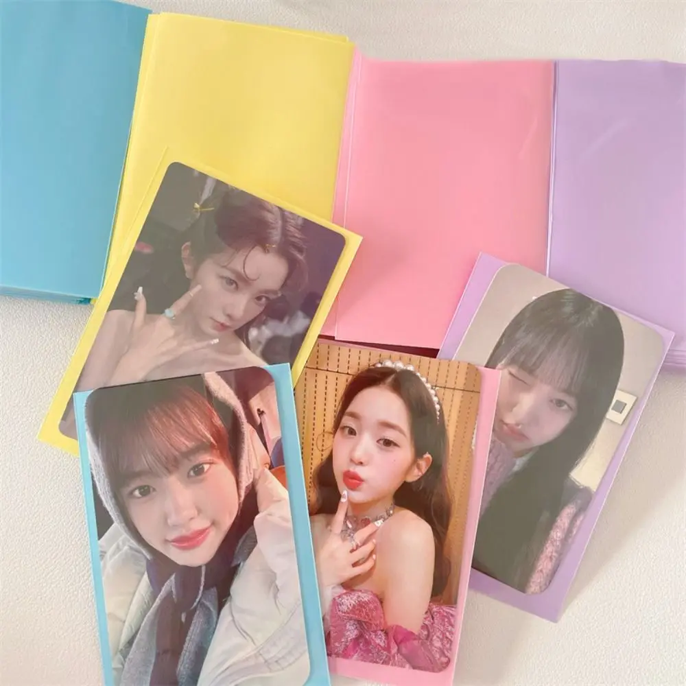 

10pcs/set Two-layer Idol Photo Protective Cover Easy Use Macaron Color DIY Photo Card Film Pure Color Photo Cards Bag Home