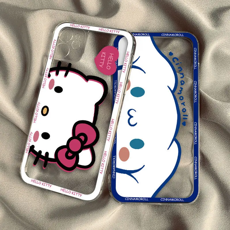 

Kawaii Cinnamoroll Hello Kitty Shockproof Phone Cases for Iphone 11 12 13 Pro Max Xs X Xr 8 7 Plus Cover Shells Women Y2K Trendy