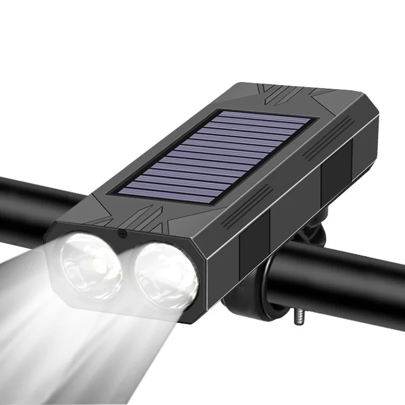 

Solar Bike Light Front Flashlight With Horn Bicycle Lantern USB Rechargeable Lamp Taillight Luces Bicicleta Cycling Accessories