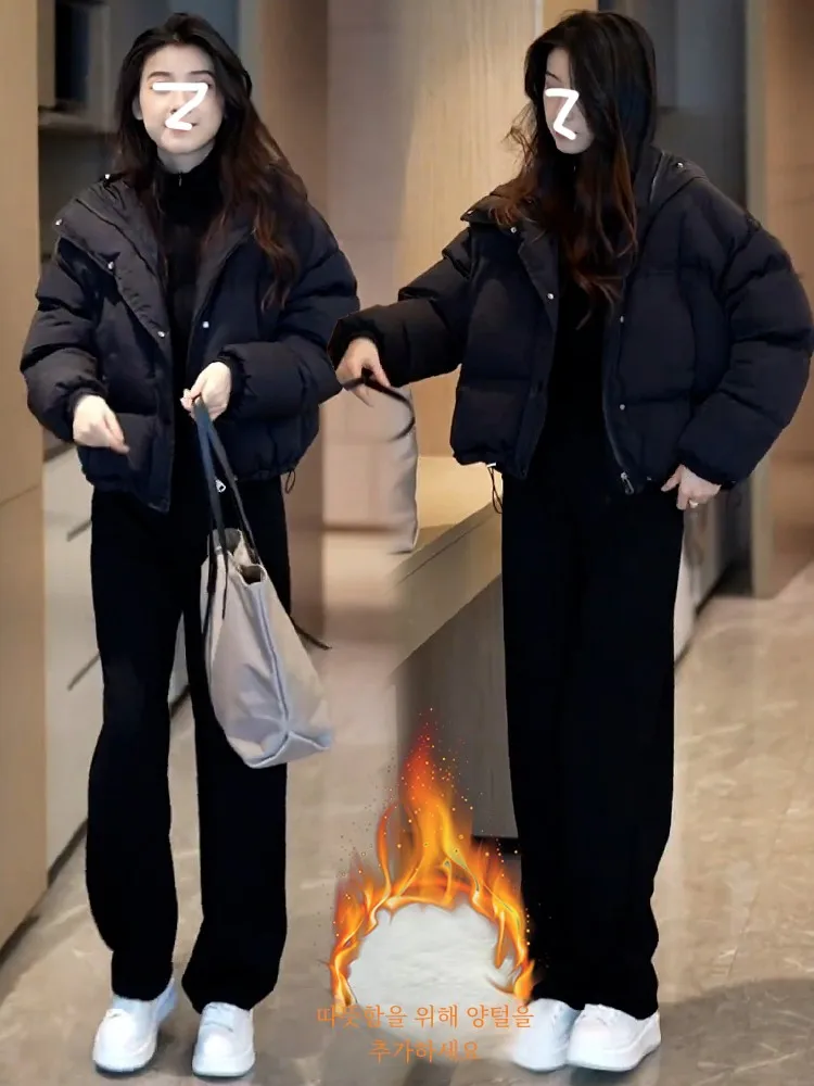 Красный пуховик с хлопковой подкладкой женская осенне-зимняя одежда 2024