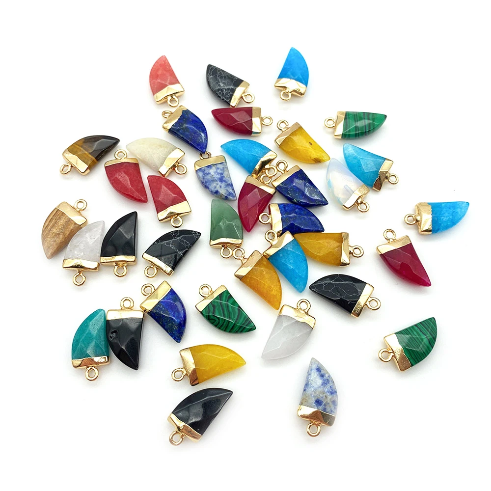 

Natural Stone Pendants Lapis Lazuli Opal Crystal Tiger Eye Malachite Knife Shape Charms for Jewelry Making DIY Necklace Earrings