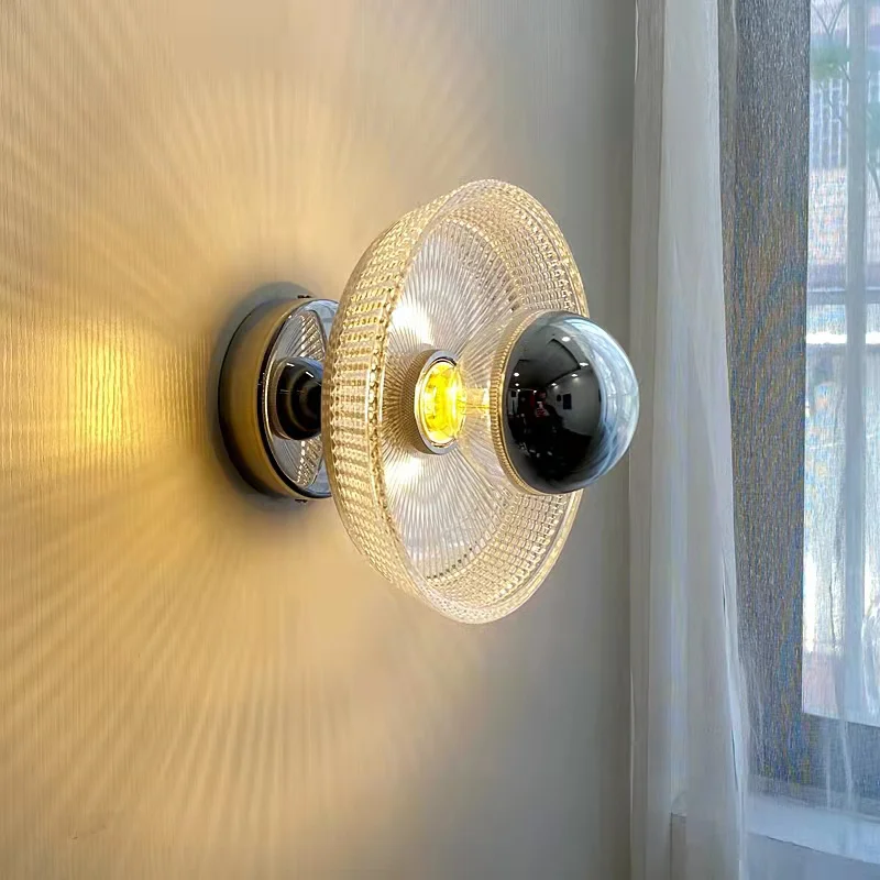 

Decoration LED Lights Bedroom Aisle Ceiling Lamp Bauhaus Romantic French Glass Wall Sconce Medieval Retro Chrome Living Room