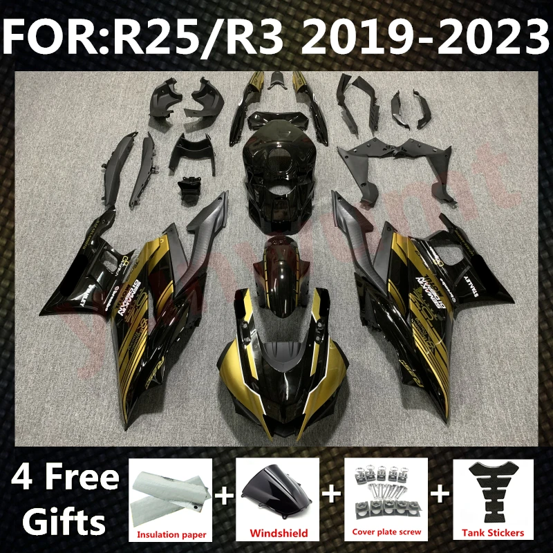 

NEW ABS Motorcycle Injection Fairing Kit fit For YZF R25 R3 r25 r3 2019 2020 2021 2022 Bodywork Fairings kits set black gold