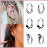 copper new round silver plated sparkling zircon hoop earrings for women princess mini hoops colorful crystal jewelry accessories