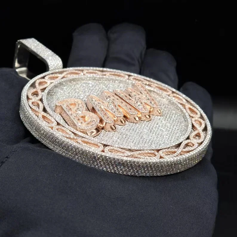 Кулон Круглый в стиле хип-хоп с муассанитом 3 5 дюйма