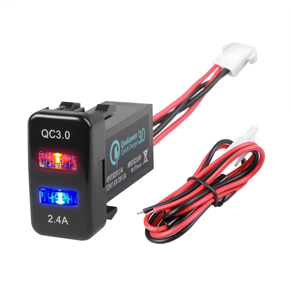 

Auto 12V QC3.0+2.4A Dual USB Car Cigarette Lighter Socket Charger Power Adapter Outlet 2 USB Port Car Charger Socket For TOYOTA